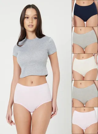 Pack of 5 - Cotton Solid Full Brief