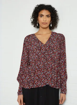 Floral Print V-Neck Top