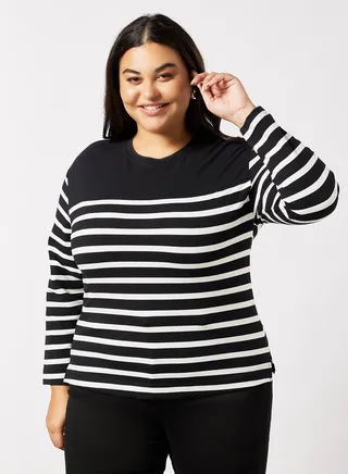 Plus Size Striped Sweatshirt