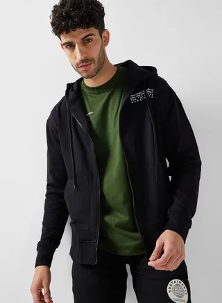 Sustainable Oversize Zip Through Hoodie With Back Print