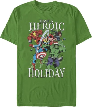 Men's Marvel Heroic Holiday Avengers T-Shirt - Kelly Green - 2X Large