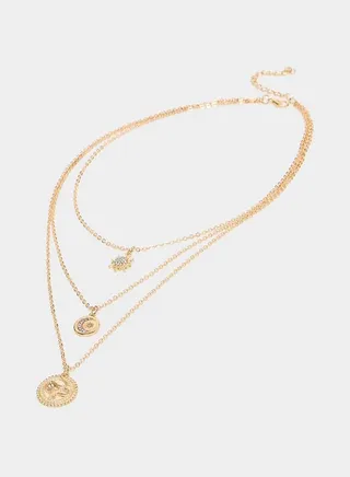 Textured Drop Layered Necklace