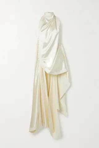 Danielle Frankel - Maude Draped Silk-satin Halterneck Top - Ivory