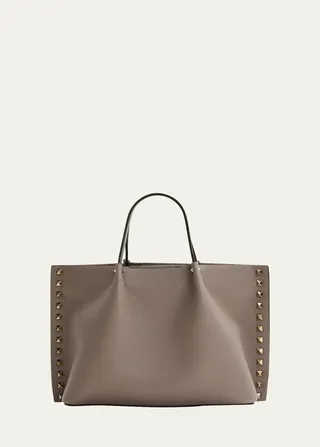 Rockstud Small East-West Leather Tote Bag
