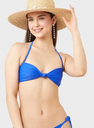 Front Knot Bandeau Bikini Top