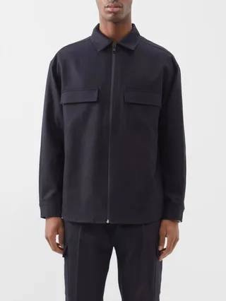 Virgin Wool-blend Flannel Jacket