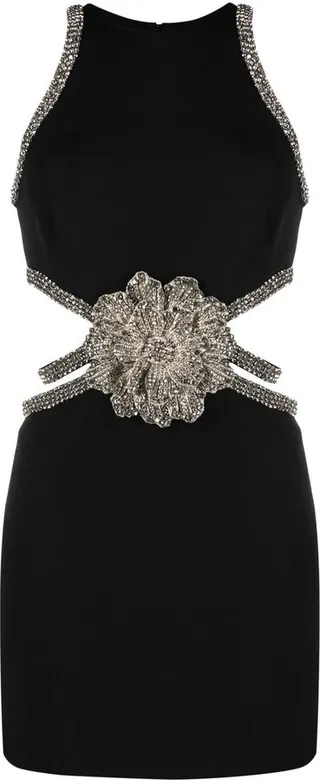 Crystal Floral-Embellished Minidress