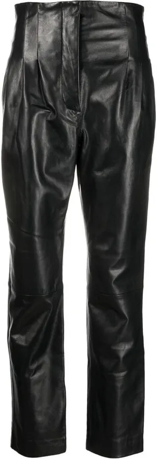 High-Waisted Leather Trousers