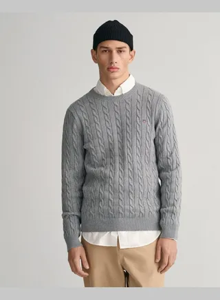Cotton Cable Knit Crew Neck Sweater