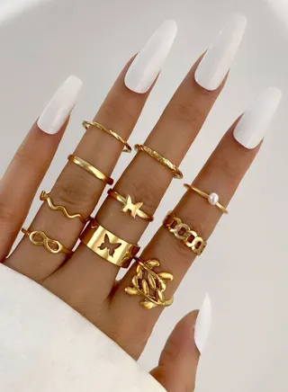 Set of 10 - Multi Shape Rings