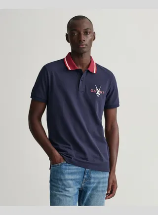 GANT Sail Graphic Pique Polo Shirt