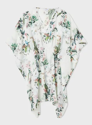 Floral Print Poncho