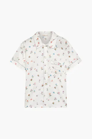 Floral-print satin pajama top