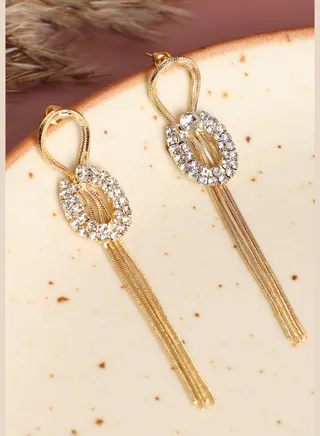 Gold Plated Designer Stone Drop Earring