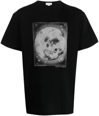 moon-print cotton T-shirt