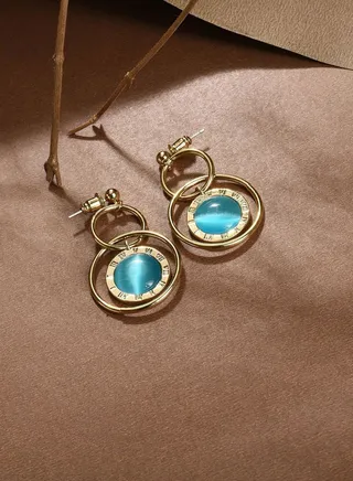 Gold Plated Designer Stone Drop Earring