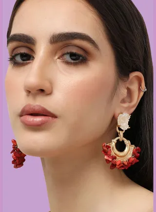 Gold Plated Designer Stone Party Drop Earring For Women