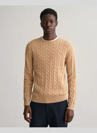 Cotton Cable Knit Crew Neck Sweater