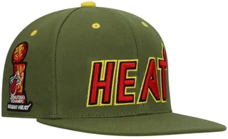 Men's Mitchell & Ness x Lids Olive Miami Heat 2013 Back to Back Champs Hardwood Classics Dusty Fitted Hat