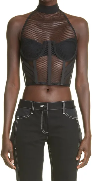 Halter Neck Mesh Bralette Top