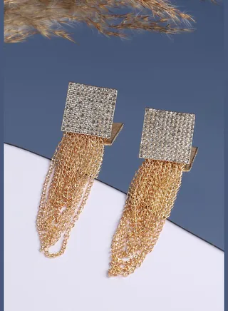 Gold Plated Designer Stone Party Drop Earring For Women