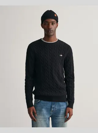 Cotton Cable Knit Crew Neck Sweater
