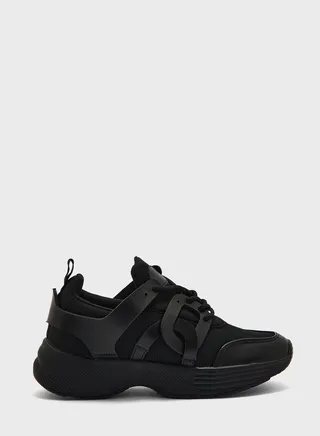 Knit Pu Interwoven Detail Sneaker