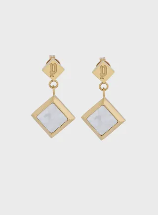 Earrings With Mother Of Pearl Inlay & Crystal
