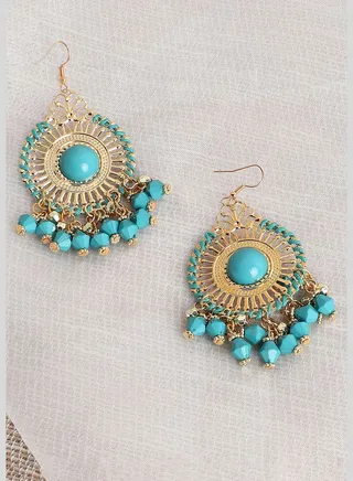 Gold Plated Designer Stone Drop Earring