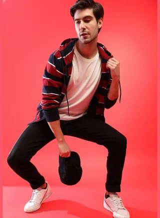 Zipper Striped Hoodie