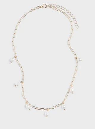 Bead-Detail Chain Necklace