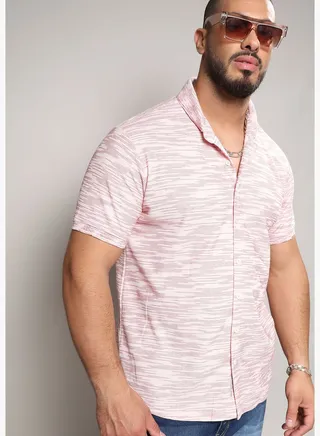 Striped Spread Collar Short Sleeve Shirt