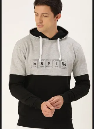 Men’s Colour-Blocked Sweatshirt With Hoodie Regular Fit For Casual Wear