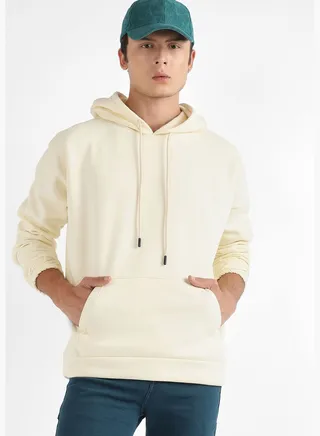 Solid Hooded Neck Long Sleeve Sweatshirt