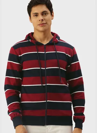 Zipper Striped Hoodie