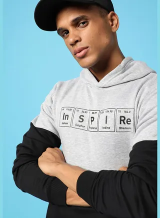 Men’s Colour-Blocked Sweatshirt With Hoodie Regular Fit For Casual Wear