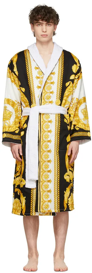 Versace White & Gold Crete de Fleur Robe