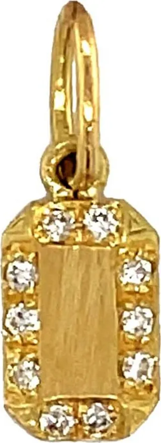 Small Diamond Frame Emerald Shape Yellow Gold Charm