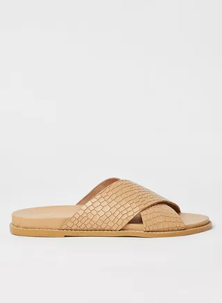 Croc Effect Leather Sandals