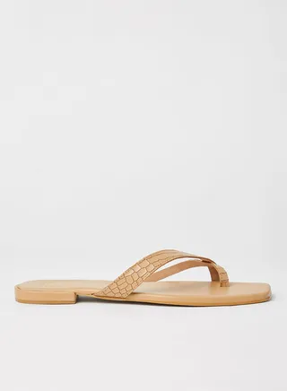 Croc Effect Leather Sandals