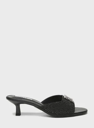 Logo Detailed Single Strap Low Heel Sandals