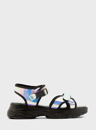 Iridescent Velcro Strap Sports Sandal
