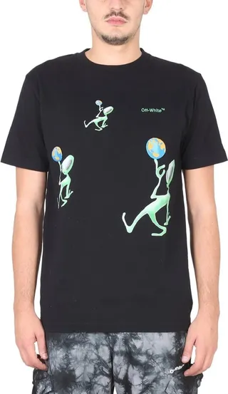 Off-White Alien Graphic Printed Crewneck T-Shirt