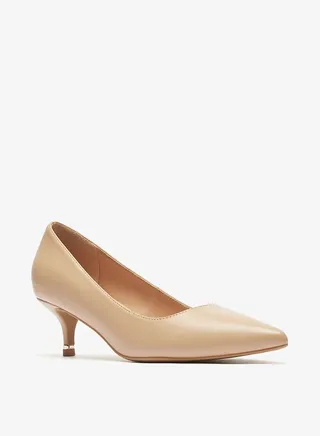 Women Pointed Toe Slip On Pumps with Kitten Heels