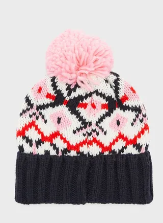 Knitted Fair Isle Pom Hat
