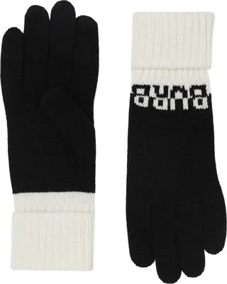 Intarsia Logo Cashmere Blend Gloves