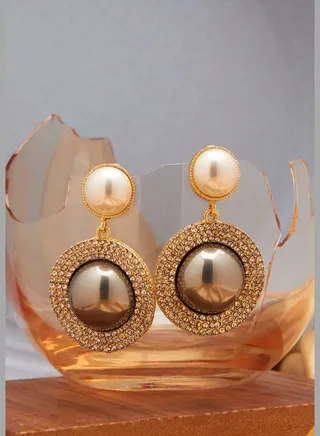 Gold Plated Pearls Drop Earring