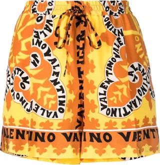 Logo-Print Silk Shorts