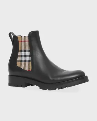 Allostock Leather Vintage Check Chelsea Booties