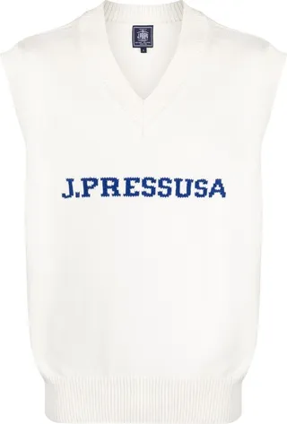 Intarsia-Knit Logo Cotton Vest